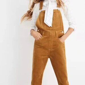 Madewell Straight Leg Corduroy Overalls Women's Medium Golden